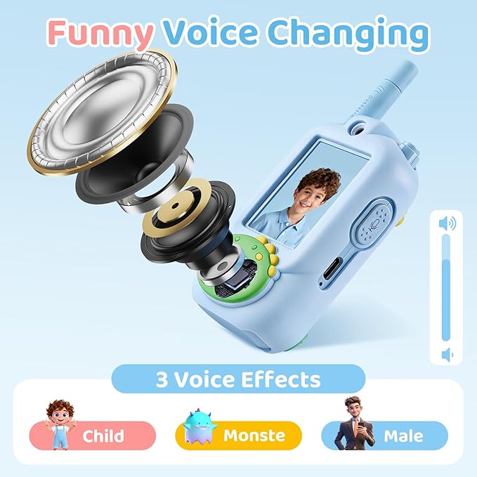 Video Walkie Talkies for Kids 2 Pack Rechargeable Kids Video Walkie Talkies Gift Box Set with Silicone Case, Walkie Talkies for Indoor Outdoor Play Birthday for Boys Girls Ages 3–12