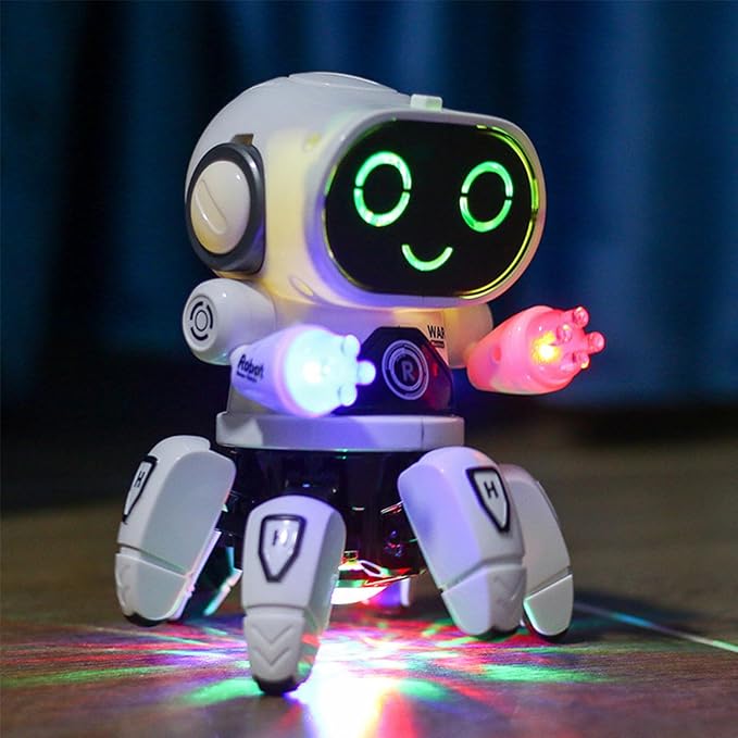 Light Six Claw Robot Toy, Flexible Moving Dance Music Shake Robot Toy with Clear Sound Quality (Blue)