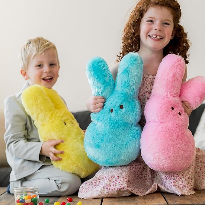 Animal Adventure | 15" Lamé Blue Bunny Peeps Plush | Easter Basket Stuffed Animals for Kids | Marshmallow Candy | Huggable Ultra Soft Plushie Stuffers Toy | Collectable Gifts | Aged 3+
