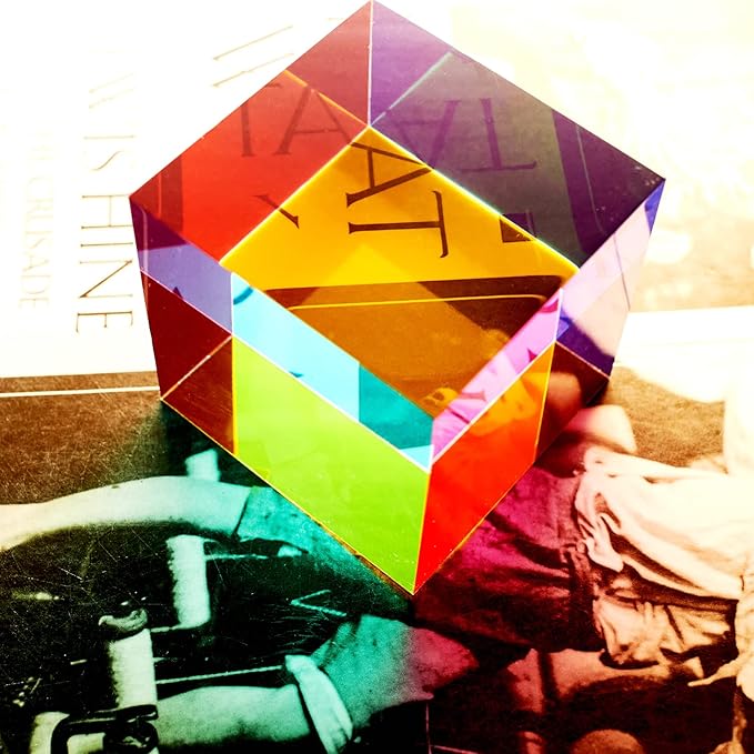 CMY Color Cube, 2.75 inch (70mm) Acrylic Multi-Color Cube Prism for Physics Education Learning and Office Desktop Decor, Scientific Toys and Gifts for Kids