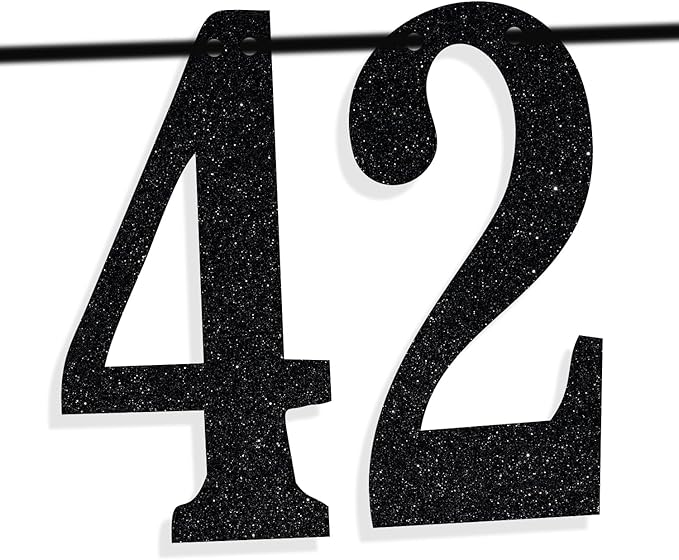 Black Glitter Look at You Turning 42 & Sh*t Banner, Happy 42nd Birthday/Level 42 Unlocked/Cheers to 42 Years, Funny 42nd Birthday Party Decorations Supplies