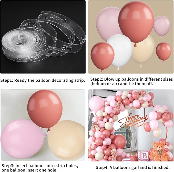 Pink Apricot Balloon Garland Arch Kit,Retro Pink Macaron Pink Apricot Latex Balloons for Baby Shower Wedding Birthday Graduation Anniversary Bachelorette Party Background Decoration