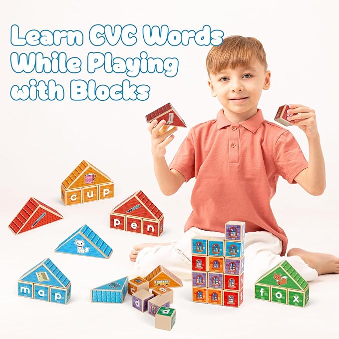 CVC Word Games, Phonics Game for Kids, Spelling Games, Preschool Learning Activities, Building Blocks for Toddlers, Learn to Read, English Learning Tools, Kindergarten Classroom Must Haves