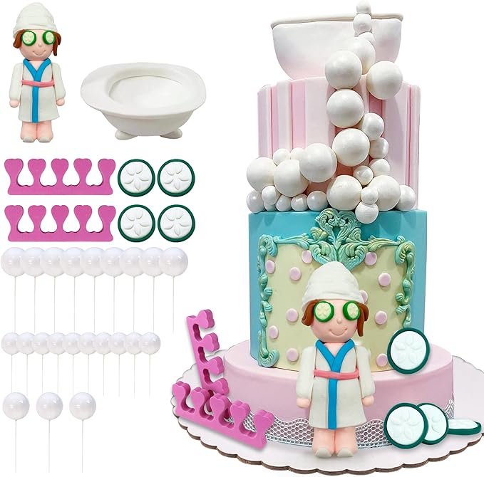 Spa Cake Decorations Balls Cake Topper Spa Theme Party Supplies for Make Up Birthday Party Favor Decoration