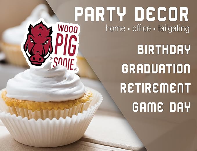 Arkansas Razorbacks Cupcake Topper Party Supplies for Football, Birthday, Graduation Party Decorations (24 Pieces) (Arkansas Razorbacks)