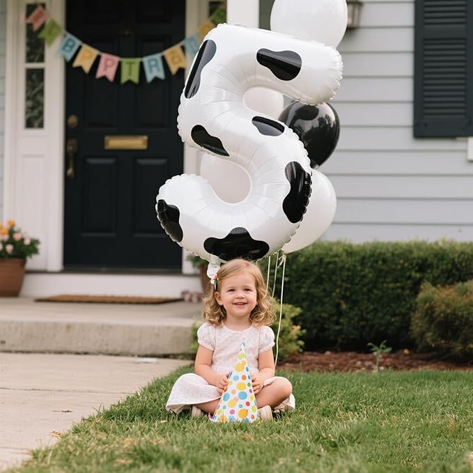 40 Inch Cow Print Balloon Number 5 Balloon Jumbo Mylar Foil Helium Balloon for 15 25 35 50 Big Giant Jumbo Huge Foil Mylar Balloons 55th 65th Birthday Balloons Men Women Party Decorations