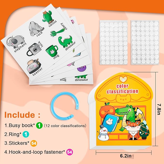 NAHSHON Montessori Busy Book Color Sorting Toys for Toddlers 2-5, Preschool Learning Activities Educational Toys for Kids 3 Year Old, Autism Sensory Fine Motor Matching Games for Toddlers
