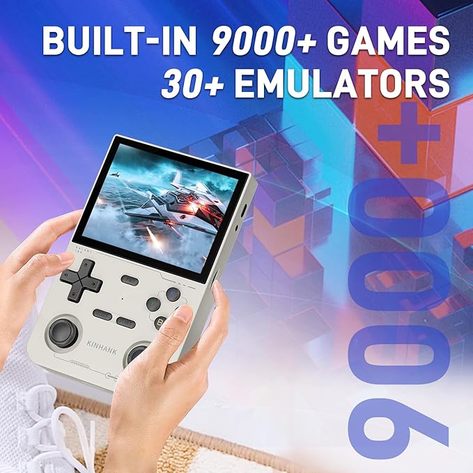 kinhank K36 Retro Handheld Game Console, Supports 9000+ Games, Equipped with 64G TF Card, Portable Mini Retro Video Games Console, 3.5-inch IPS Screen, 640x480 Resolution, 500nit (Gray)