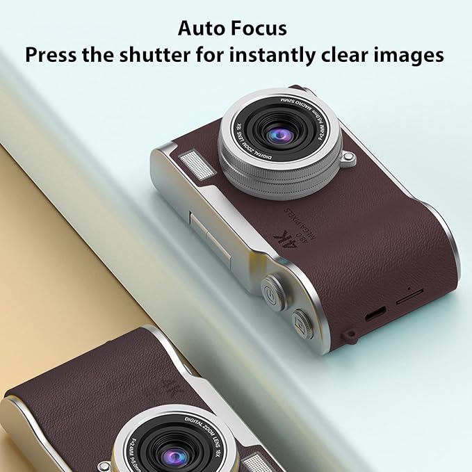 Denash Foldable Screen Kids and Beginners Camera,4K Digital Camera for Photography,48MP Digital Foldable Support 16X Zoom with Flip Scree (Brown)