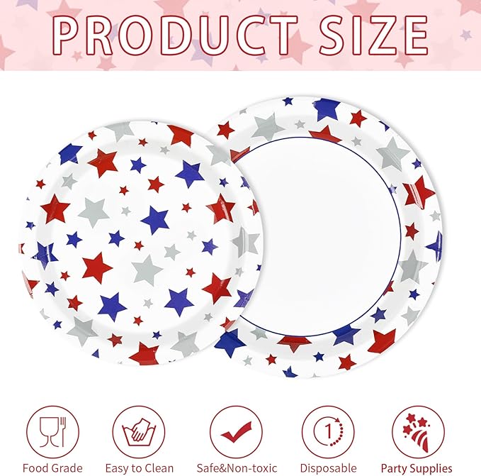200pcs 250th Anniversary Patriotic Plates and Napkins Party Supplies Red Blue and White Decorations American Flag 4th of July Tableware Set for President Election Memorial Day Supplies Serves 50