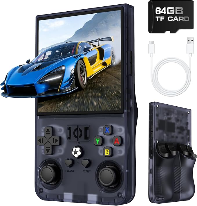 R36MAX Retro Handheld Game Console, Retro Gaming Console with 64G Built-in 18000+ Classic Games, 4.0 Inch 720x720 IPS Screen, Portable Handheld Linux System, 4000mAh Battery (Gary)