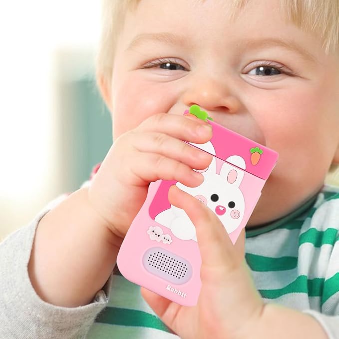 48MP 1080P HD Kids Smart Phone, 2.8in Touchscreen Camera with Autofocus, 180° Rotating Lens, Music Player, Games, Voice Recorder, for Boys Girls, with Carton Stickers (Pink Rabbit)