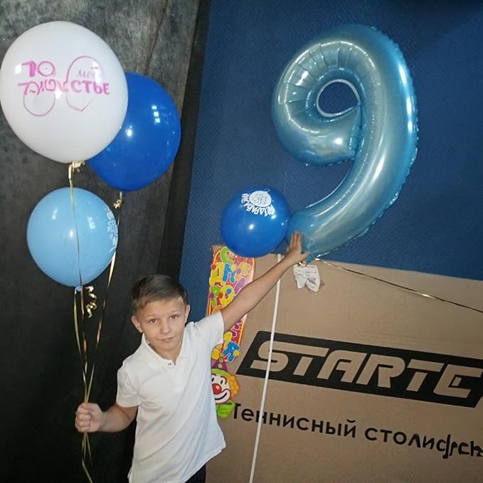 40 Inch 7th Birthday Number Balloon, Baby Blue Foil Giant Self Inflating 7 Balloons, Mylar Light Sky Blue Helium Number 7 Balloons for Boys Kids Birthday Party Decor Anniversary Decorations Supplies