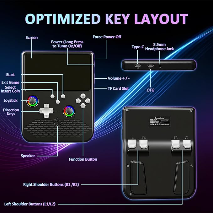 H5 Retro Gaming Console, 5.0 Inch IPS HD Screen Handheld Game Console, 256GB TF Card Build-in 40000+ Classic Games, Portable Video Arcade Support 34+ Emulators with 4000mAh Battery, Black
