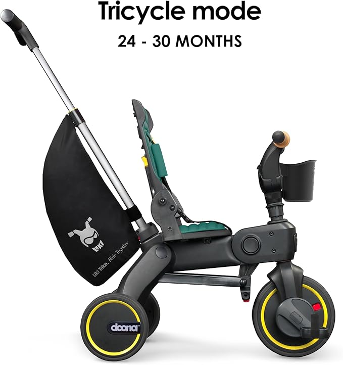 Doona Liki Trike S5, Racing Green - 5-in-1 Compact, Foldable Tricycle - Suitable for Toddlers 10 to 36 Months
