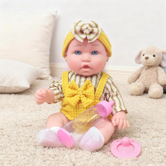 12″ Baby Doll and Accessories, 6 Pcs Realistic Baby Doll Play Set with Clothes for Toddlers -Gift Box