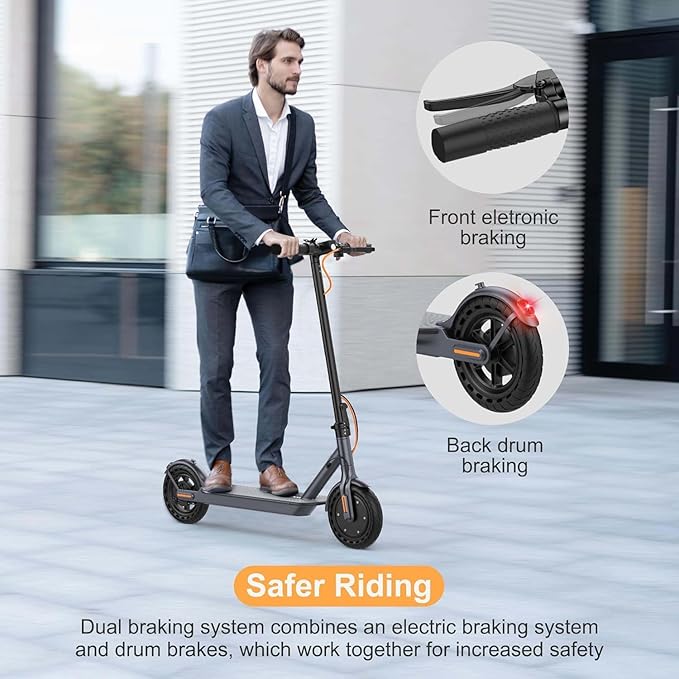 VOLPAM Electric Scooter, 350W/500W Powerful Motor, 8.5"/10" Solid Tires, 19/21Mph, 28/23/21/16 Miles Max Range, Dual Braking