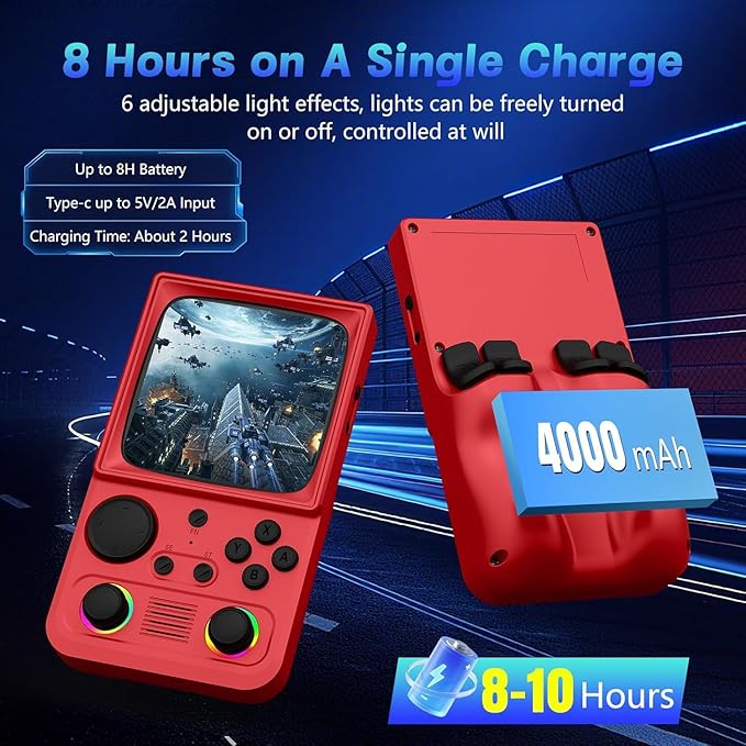 R36TMAX Retro Handheld Game Console, Portable Retro Gaming Console with 4.0” CRT-Inspired Screen, 4000mAh Arcade Classics, Supports Multiple Emulators, WiFi Network Battling, 64GB (Red)