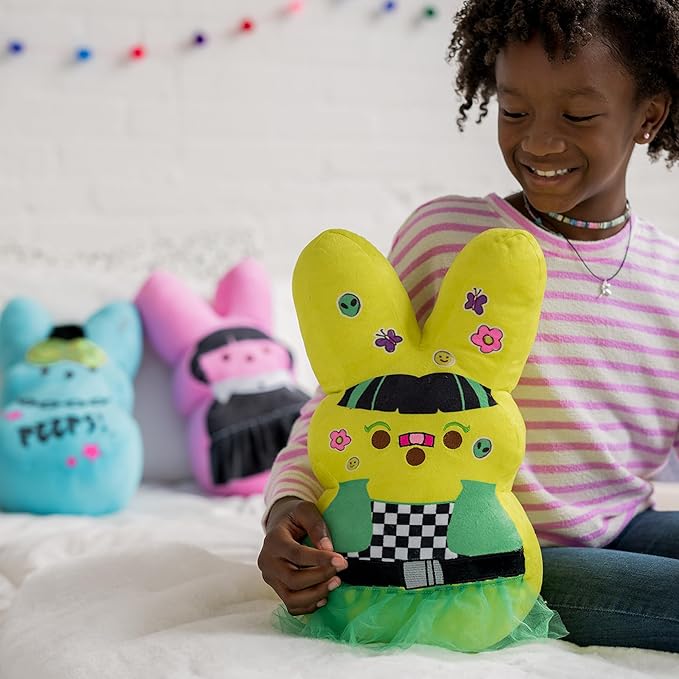 Animal Adventure | 15" Pink Emo Shaggy Bunny Peeps Plush | Easter Basket Stuffed Animals for Kids | Marshmallow Candy | Huggable Ultra Soft Plushie Stuffers Buddy Toy | Collectable Gifts | Aged 3+
