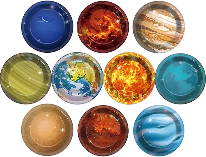 50Pcs Solar System Party Plates Outer Space Theme Party Supplies Galaxy Party Planet 7 Inch Dessert Paper Plates for Kids Space Solar System Planets Baby Shower Party Birthday Party Decorations
