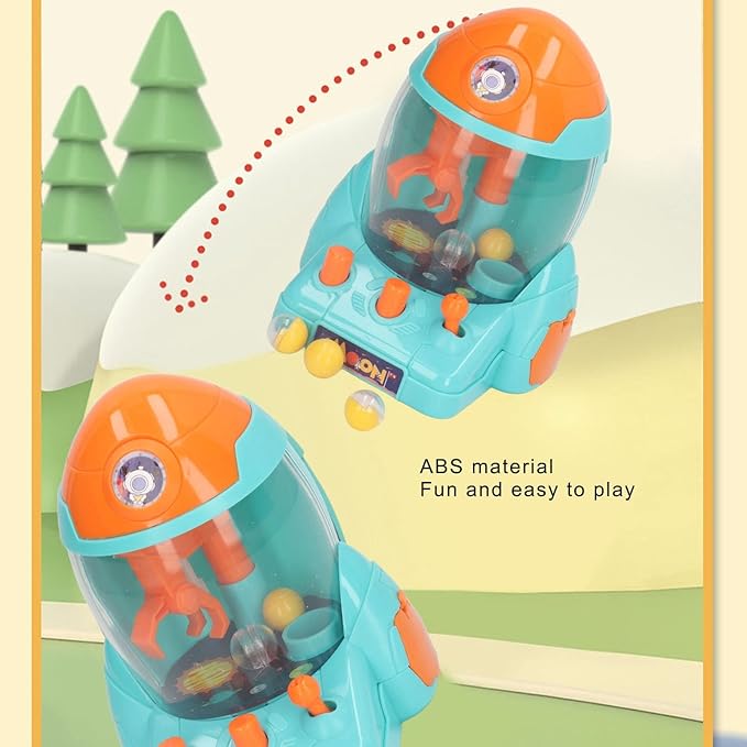 Portable Mini Space Rocket Claw Machine for Children, Colorful Tabletop Game Machine for Kids Interactive Play