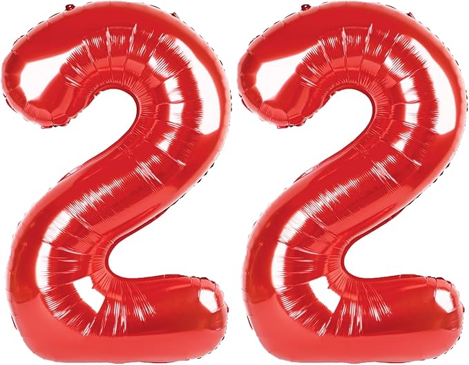 40 Inch Red Number 22 Digital Balloon,Jumbo Mylar Foil Helium Balloon for 22 Balloons for Birthday Party,Wedding Anniversary Party Decorations