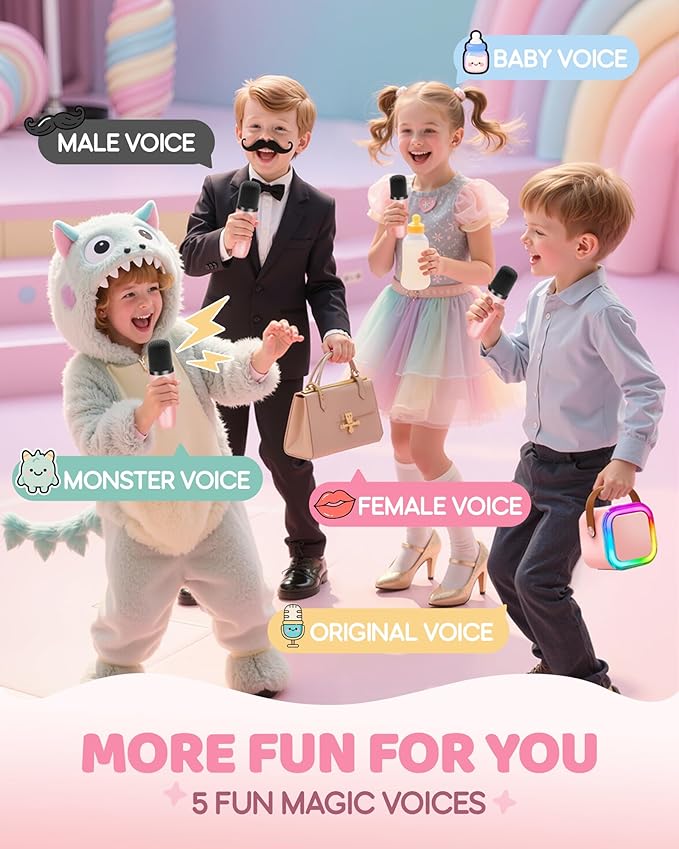 Mini Karaoke Machine for Kids, 2026 TOP Toys Birthday Gifts Ideas for Girls Ages 4, 5, 6, 7, 8, 9, 10, 12+ Years Old, Portable MP3 Player with 3 Wireless Mics for Family Home Party