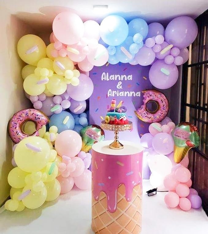 Donut Balloons, Pink Yellow Teal Balloons Pastel Pink Teal Sprinkles Confetti Balloons for Donut Theme Party Cutouts Birthday Party Balloons Arch Photo Props Favor Ideas Supplies
