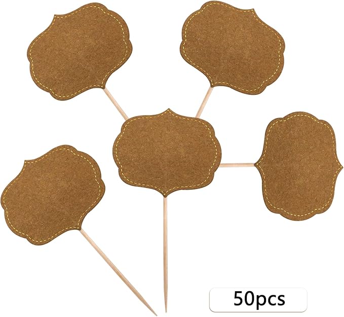 BLUE TOP 50pcs Cupcake Picks Blank Toothpick Flags Cake Toppers Cheese Markers Buffet Labels for Charcuterie Board Food Tags Toothpick Signs for Children's Day Wedding,Birthday Party,Dinner Supplies.