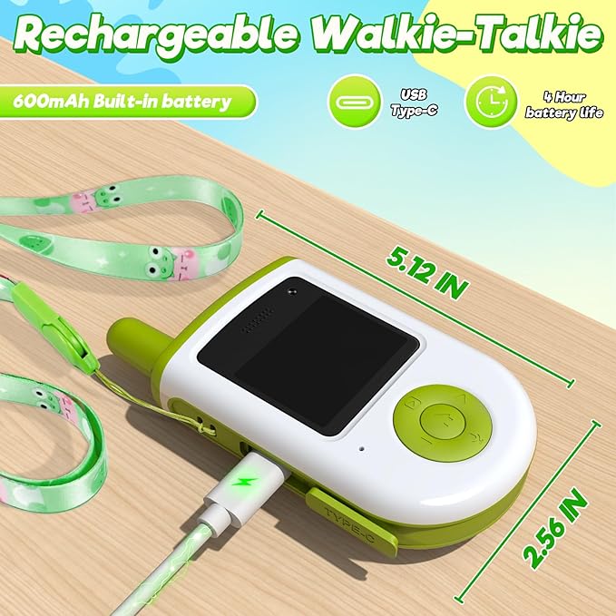 Video Walkie Talkies for Kids - 2 Pack Rechargeable Video Intercom Kids Walkie Talkies with Three Games & Sticker Effect, Indoor Outdoor Toys for Family Games, Birthday Gift for Boys Girls Ages 3-8