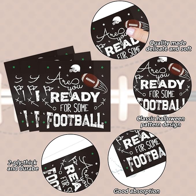 98 Piece Football Birthday Party Supplies for 24 Guests - Touchdown Game Day Tableware Sets with Tablecloths, Dinnerware, and Party Favors