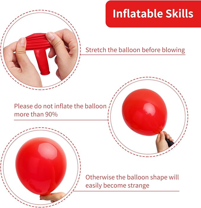 RUBFAC 129pcs Red Balloons Different Sizes 18 12 10 5 Inch for Garland Arch, Premium Latex Balloons Wedding Anniversary Bachelorette Casino Birthday Party Decorations