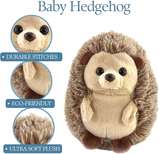 The Petting Zoo Hedgehog Stuffed Animal Plushie, Gifts for Kids, Wild Onez Babiez Wildlife Animals, Hedgehog Plush Toy 6 inches