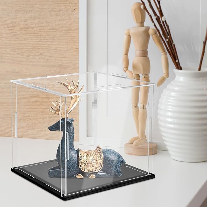 Self-Assembly Acrylic Display Case Mini Clear Display Case Small Acrylic Display Box Dustproof Protection for Figures Collectibles Memorabilia Jewelry Toys Storage，3.9x3.9x3.9inch