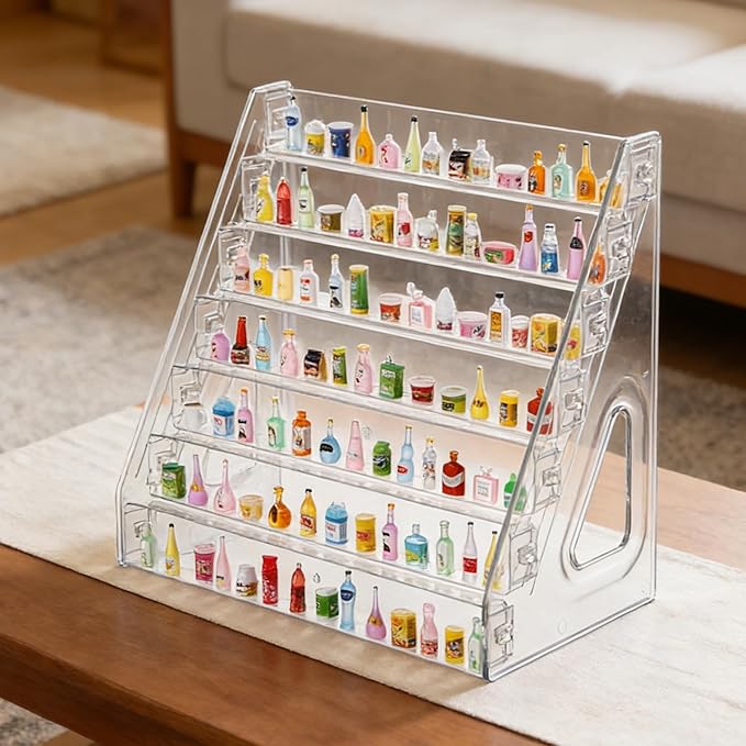 7 Layers Mini Brand Organizer Acrylic Mini Brand Storage Case for Mini Brands Collector Toys Large Capacity Display Rack Display Case for Miniature Collectibles(Mini Brand are Not Included)