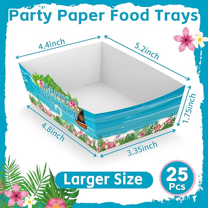 25Pcs Marine Disposable Paper Food Trays for Marine Theme Birthday Party Supplies Baby Shower Decorations