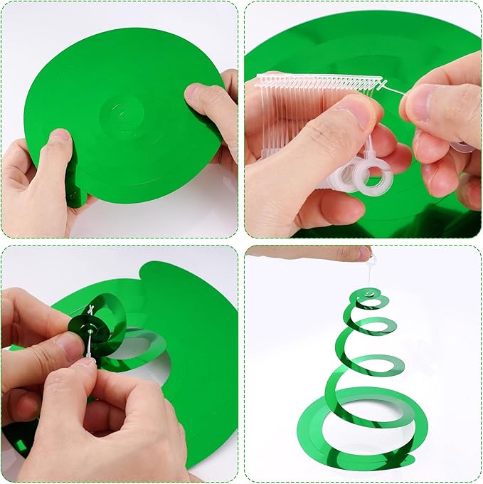 Green Ceiling Swirl Foil Decorations Hanging Plastic Streamer Themed Swirl Party for St. Patrick’s Day Spring Summer Celebration Party Supplies, Pack of 28