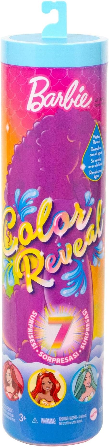 Barbie Color Reveal Doll & Accessories, Rainbow Mermaid Series, 7 Surprises, 1 Mermaid Barbie Doll (Styles May Vary)