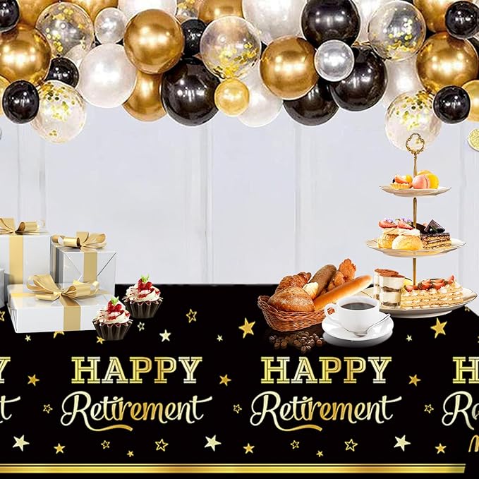 Egami 2pcs Retirement Tablecloth for Bladies and Gentlemen Retirement Party Supplies Decorations 108 inches x 54 inches for Retirement Party Supplies