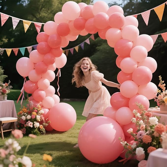 134Pcs Dusty Pink Balloons Different Sizes 5 10 12 18 Inch Retro Pink Latex Balloon for Birthday Wedding Baby Shower.