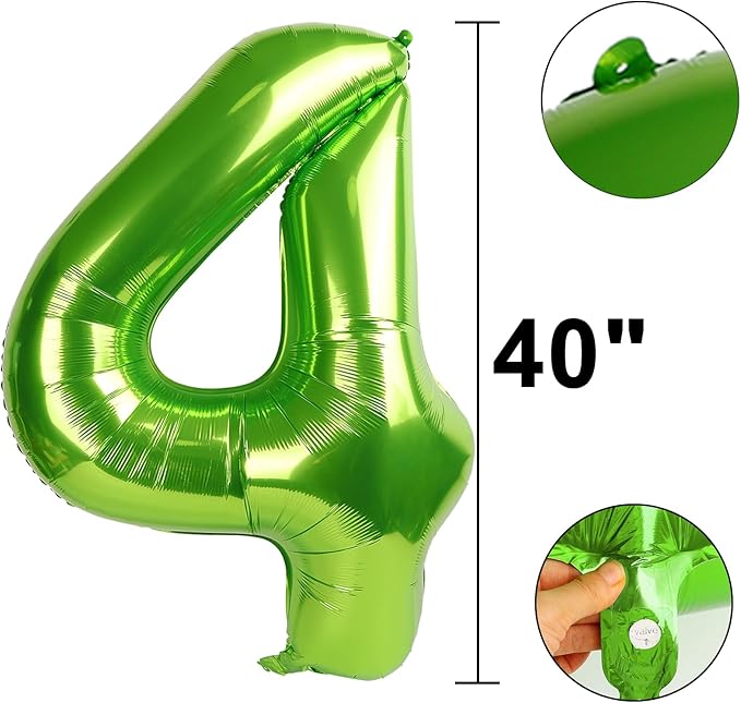 40 Inch Large Light Green 4 Balloon Numbers Big Foil Number Balloons Giant Helium Happy 14th 24th Birthday Party Decorations for Man and Women, Huge Mylar Anniversary Party Supplies