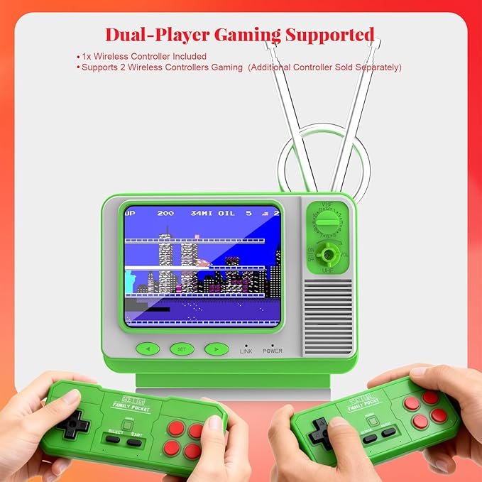 Retro Game Console - JALECO Games + 168 Classic Games, 2.4G Wireless 2-Player, 3.0 Inch IPS Screen, TF Card Expansion, for Kids