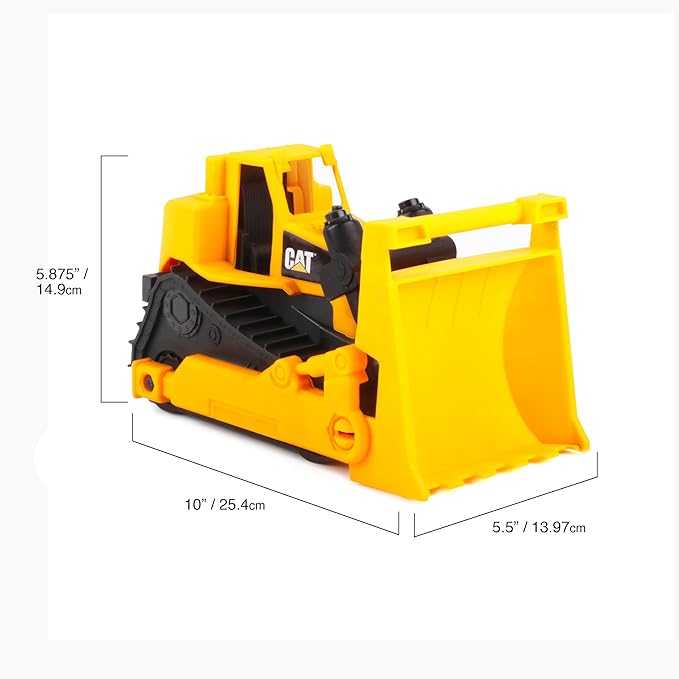 Cat Construction Fleet 10” Bulldozer Toy – Heavy‑Duty Plastic, Working Blade & Free‑Rolling Wheels, Indoor/Outdoor Sandbox Vehicle for Toddlers & Kids Ages 2 +, Yellow