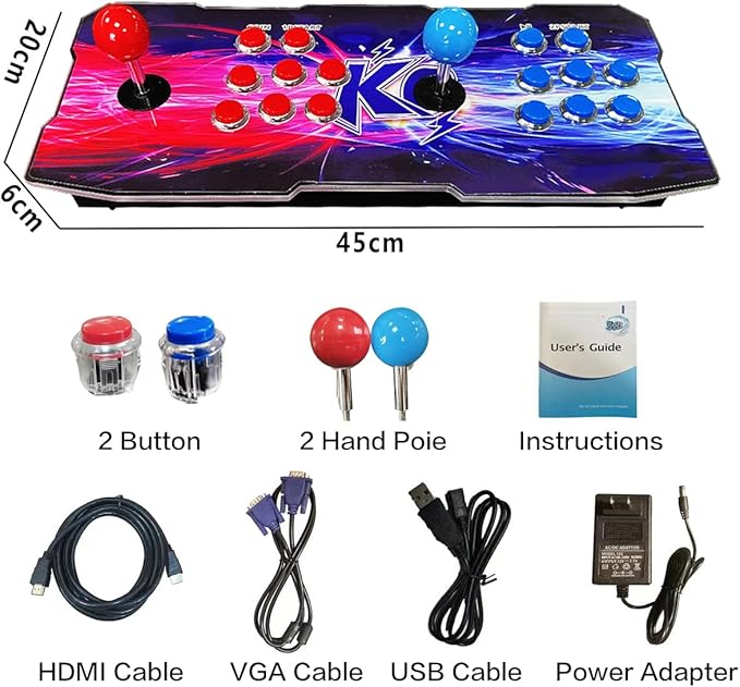 FVBADE [32000 in 1] 78S Pandora Box Arcade Game Console Compatible PC & Projector & TV ,3D Games 1-4 Players Double Joystick Favorite List Game Category Save/Search/Hide/Paus