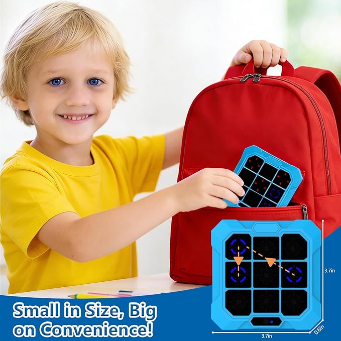 Tic Tac Toe，Four in One Handheld Puzzle Game Machine Exercise Memory, Portable Pocket Game, Suitable for Christmas and Birthday Gifts for Children Aged 6 and Above (Blue)