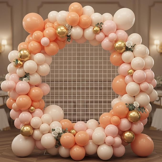 RUBFAC Peach Balloons 129pcs Different Sizes Pack of 18 12 10 5 Inch, Latex Light Orange Blush Pink Balloon Garland Arch Kit for Wedding Bridal Shower Engagements Anniversary Baby Shower Birthday