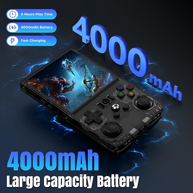 R36MAX Retro Handheld Game Console, 64GB Retro Gaming Console with 4.0 Inch Screen, Open Linux System (Transparent Black)