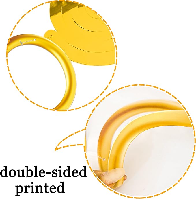 20pcs Golden Rings Birthday Party Decorations Golden Rings Hanging Swirls Video Game Party Ceiling Streamers for Cartoon Theme Birthday Party Supplies