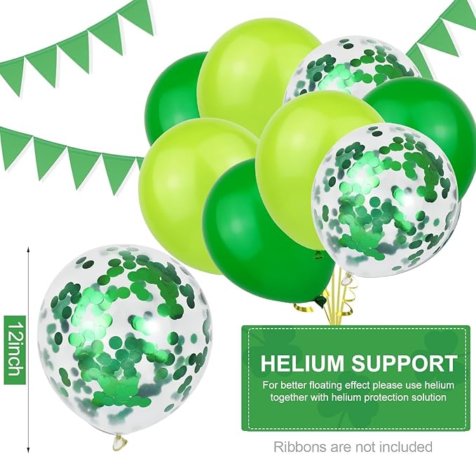 St Patrick's Day Decorations Kit, 37 Pcs Saint Patricks Day Shamrock Decorations Foil Fringe Curtains, Tissue Poms, Paper Fan, Lucky Banner, Foil Balloons Decor for Home Party Supplies