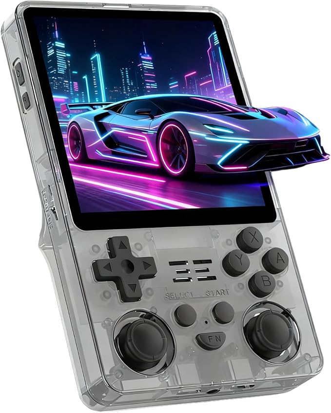 RGB20SX Retro Handheld Game Console Portable Retro Video Console with 4.0 Inch IPS 720*720 HD Screen 5000mAh Battery Retro Portable Gaming Console (Translucent Black)